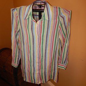 Ladies Zac & Rachel Long Sleeve Button-Front Blouse - Tunic ~~ Size L